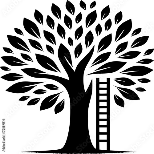 Tree of opportunity: a powerful illustration representing growth, aspiration, and upward mobility, symbolizing the journey to success with a tree and ladder motif. 