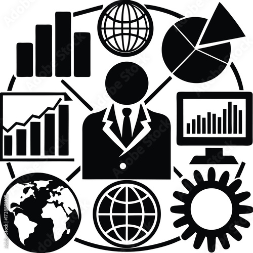 Modern business infographic elements collection with charts diagrams and icons for presentations and reports