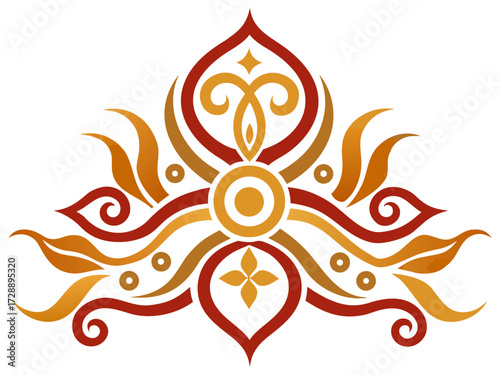 Vector art of ornamental floral design with curved lines