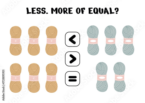Yarn Comparison Worksheet – Less, More or Equal