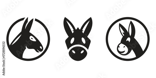 Donkey head vector silhouette illustrations