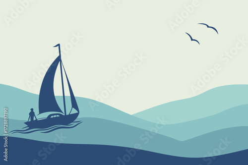 Perched Bald Eagle on Branch Vector - Monochrome Raptor Graphic
