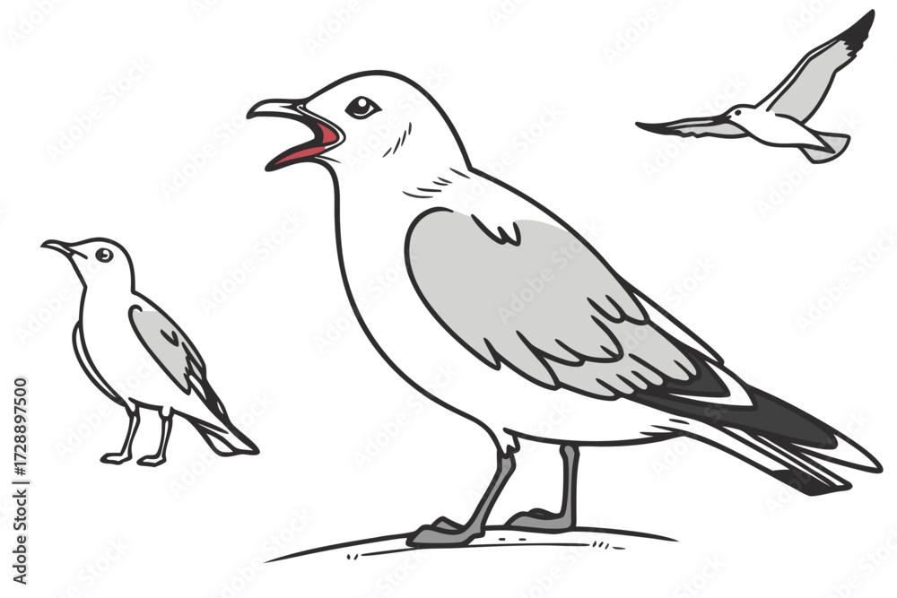 Fototapeta premium Bald Eagle and Sneaker Vector Graphic - Black and White Bird on Shoe Line Art