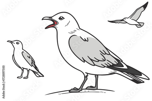 Bald Eagle and Sneaker Vector Graphic - Black and White Bird on Shoe Line Art