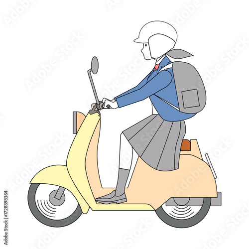 バイク通学の女子高校生