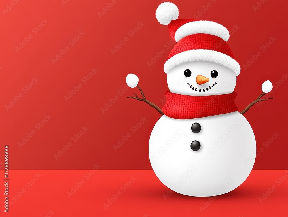Fototapeta premium Cheerful Snowman Illustration