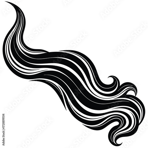 Abstract black and white flowing smoke wave lines with subtle color accents for dynamic design backgrounds