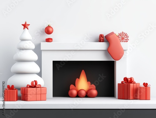 Minimalist Christmas mantelpiece scene