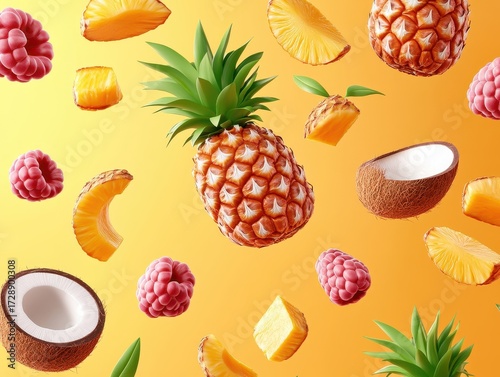 Tropical Fruits in Flight