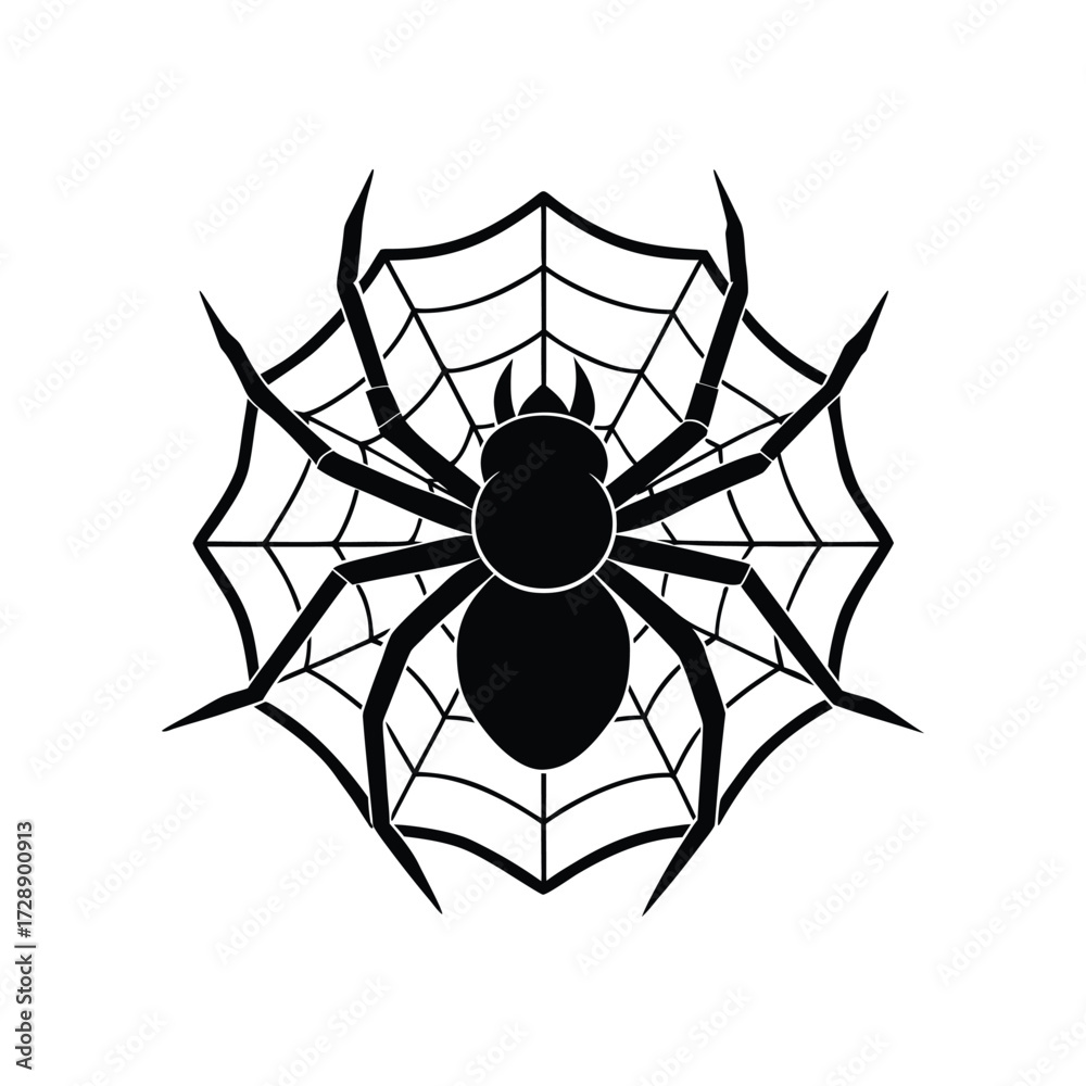 Fototapeta premium Recluse spider head with web shaped lantern glow vector art illustration
