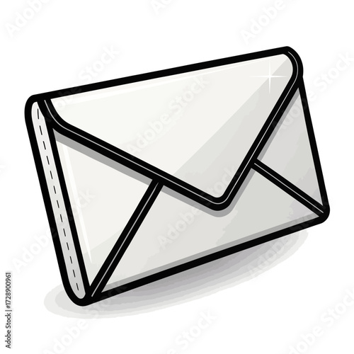 Stylized envelope icon with closed flap and glossy shading isolated on white background