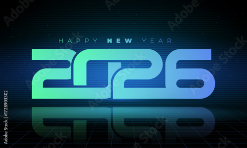 2026 Text Design. Vector 2026 neon Illustration Design Element for New Year 2026 Social Media Post, Greeting Card, Banner, Poster, Retro Text Effect, vintage style of eighties, cyberpunk style