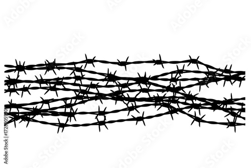 Set of Barbed Wire Silhouette Vector Pack: Graphic Drawing for Stickers, Streetwear, T-Shirts, Logos, Print-on-Demand, Print, Branding, Security, Danger.