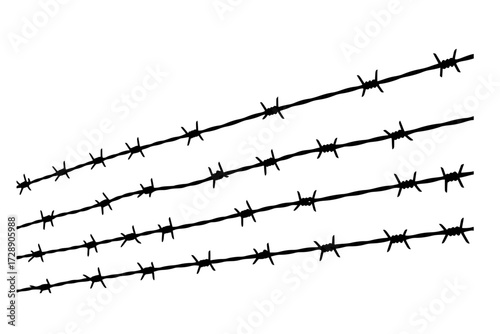 Set of Barbed Wire Silhouette Vector Pack: Graphic Drawing for Stickers, Streetwear, T-Shirts, Logos, Print-on-Demand, Print, Branding, Security, Danger.