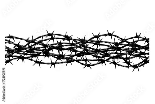 Set of Barbed Wire Silhouette Vector Pack: Graphic Drawing for Stickers, Streetwear, T-Shirts, Logos, Print-on-Demand, Print, Branding, Security, Danger.