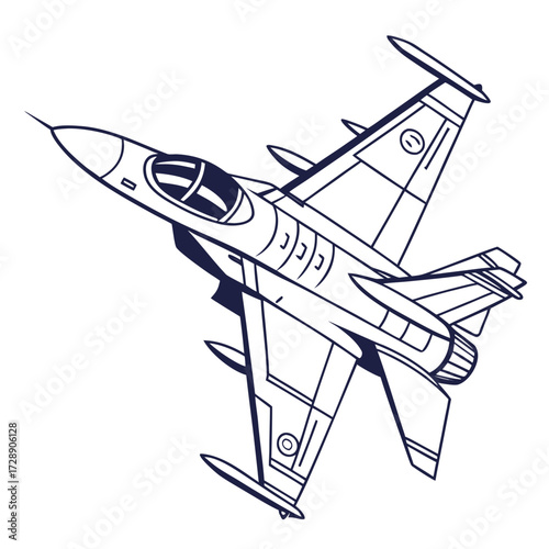 Modern fighter jet aircraft in a dynamic pose with sharp lines and detailed design on a white background