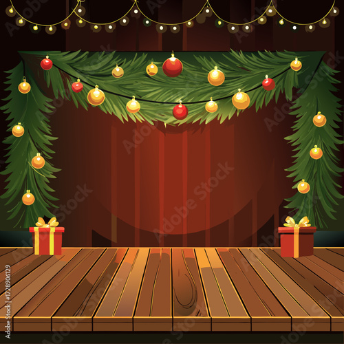 christmas background with christmas tree and stars