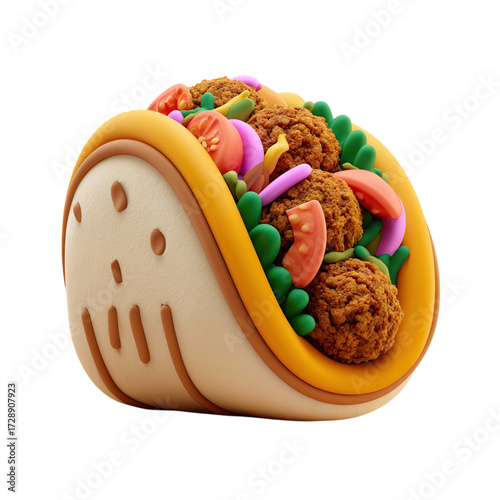 Delicious Falafel Taco 3D Render.