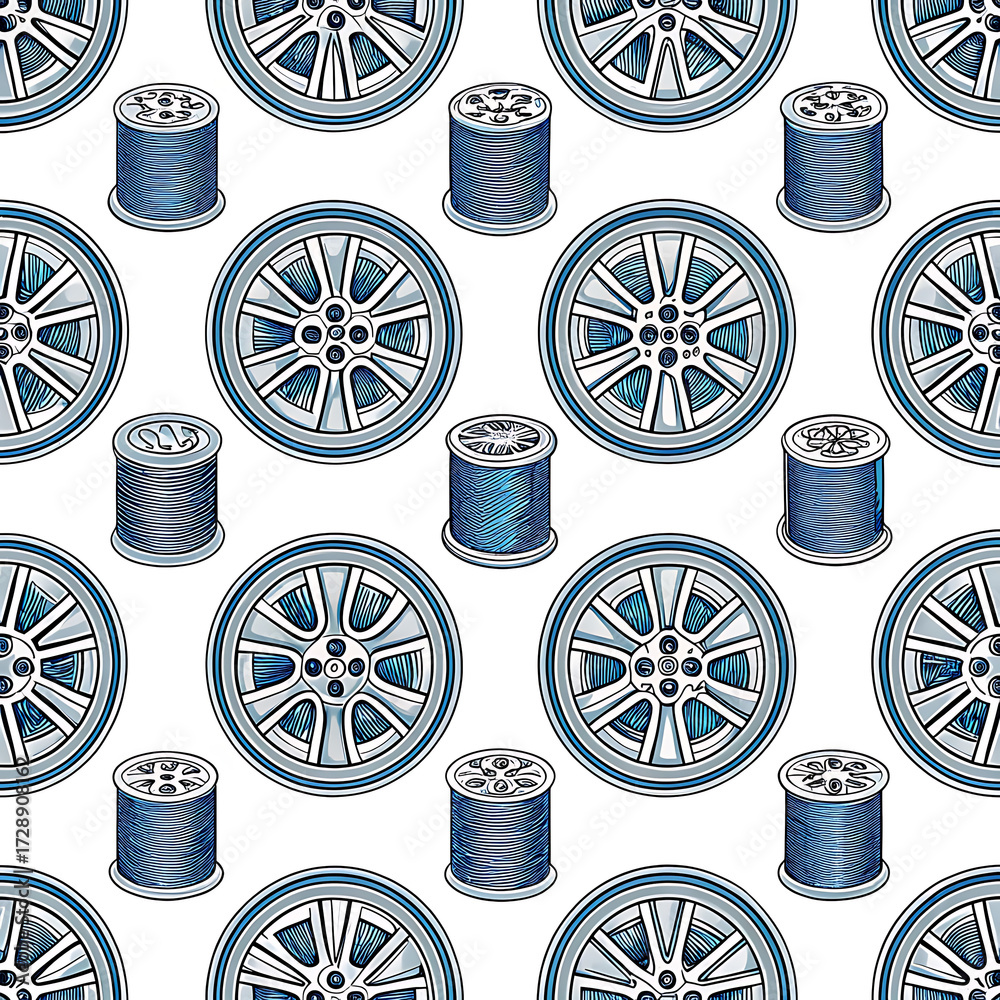 seamless pattern with steering wheel