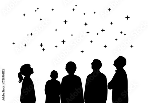 People Silhouettes Gazing at Stars