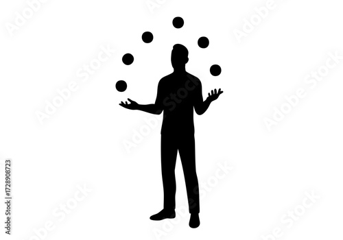 A person juggling balls, showcasing skill and precision.