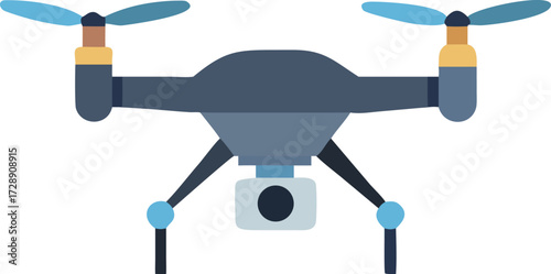 Drone with Integrated Camera: A detailed illustration captures a modern drone, showcasing its sleek design and integrated camera, ready for aerial photography or surveillance.