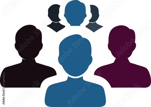 Simplified Community Dynamics: Graphic illustration depicting a unified group of individuals, symbolizing collaboration, social connections, and teamwork.