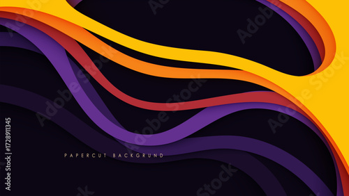 Colorful abstract wave papercut background with flowing lines and vibrant design