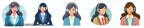 Customer Service Call Center Vector Set – Support Agent, Hotline, and Online Assistance