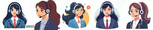 Customer Service Operator Vector Set – Call Center Support, Hotline, and Online Assistant