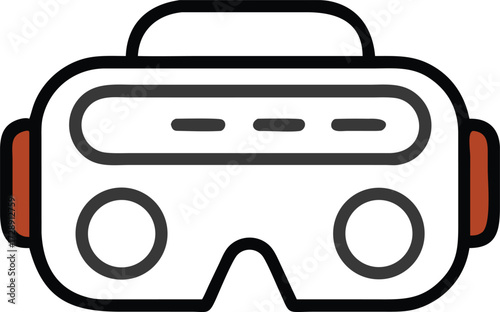 VR Goggles Icon: A vibrant graphic presents a clean and modern virtual reality headset, representing the future of immersive technology, user interface, and entertainment.
