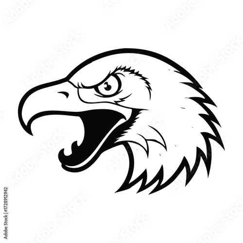 Black and white eagle head mascot logo bird