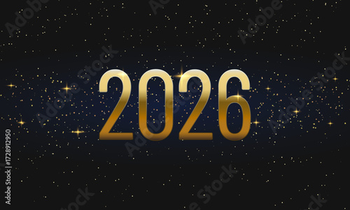 Golden 2026 New Year logo. Holiday greeting card. Vector illustration. Holiday design for flyer, greeting card, invitation, calendar, etc. Vector illustration. Golden 2026 New Year logo. Holiday greet