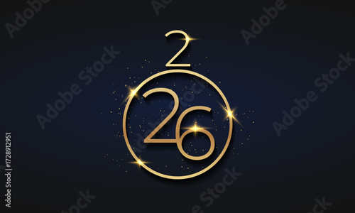 Golden 2026 New Year logo. Holiday greeting card. Vector illustration. Holiday design for flyer, greeting card, invitation, calendar, etc. Vector illustration. Golden 2026 New Year logo. Holiday greet