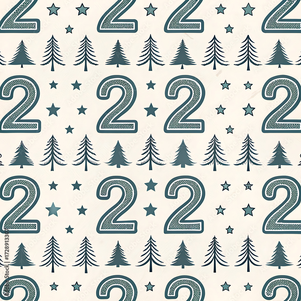 seamless christmas pattern and number two. seamless christmas pattern and number two.