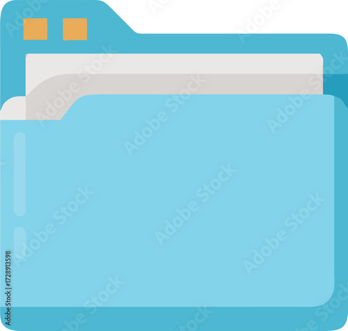 Digital Archive: A vector illustration showcases a neat blue folder, symbolizing organization and accessible data storage. Clean, minimalistic design.
