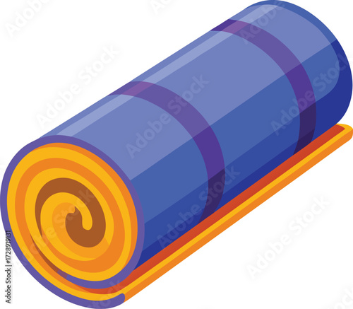 Rolled up blue sleeping mat with orange and icon isolated on white transparent background vector eps png jpg business people clipping path cutout 2025 2026 4k full hd poster banner label download