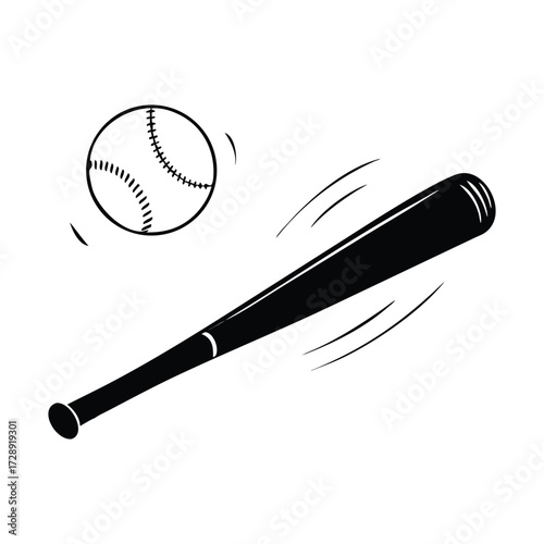Baseball bat and ball in motion illustration sport