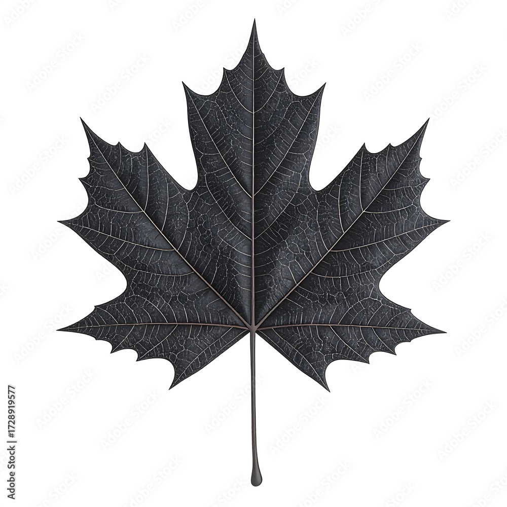 Naklejka premium White 3D Maple Leaf Skeleton on White Background