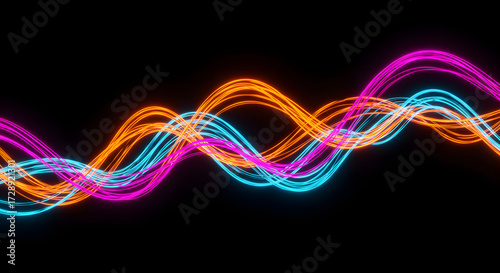 Wallpaper Mural Colorful neon light trails abstract design on black background. Torontodigital.ca