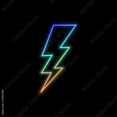 Realistic blue neon lighting sign, vector illustration