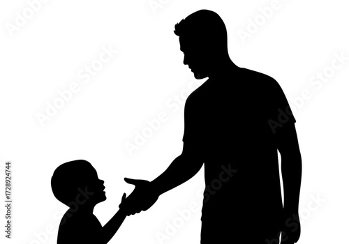 A touching silhouette of a father and child.