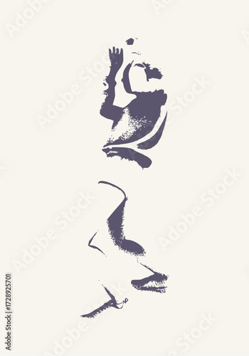 Abused young woman trying to hide and defend herself. Stop violence against women. Family scandal, crisis, domestic violence and abuse. Frightened woman being harassed and bullied by her partner.