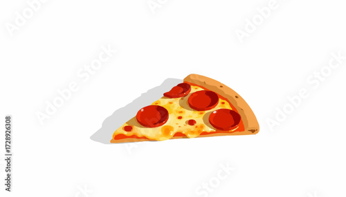 Slice of pizza with pepperoni on a white background  