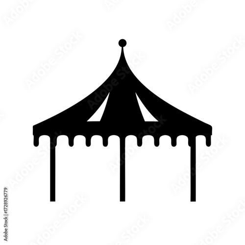 Silhouette of a Classic Circus Tent with Curtains and Three Supports