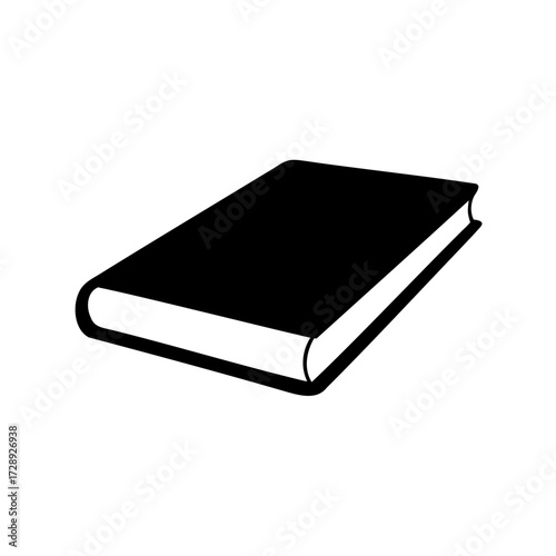 Illustration of a closed book with a black cover in white background
