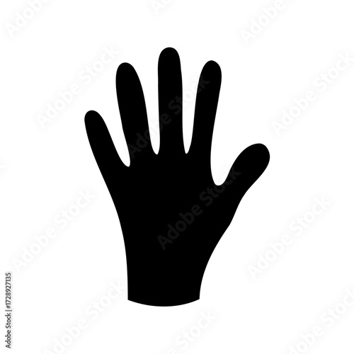 A Black Hand Silhouette Illustration with Fingers Spread Out on White Background