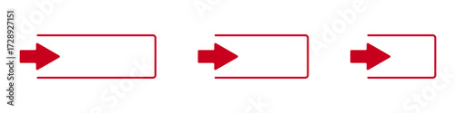 Three red arrows inside partial rectangles with open sides.