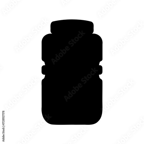 Black silhouette of a supplement jar or a protein powder container