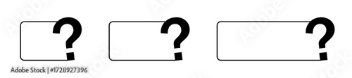 Minimalist black question mark icons inside rounded rectangle frames.